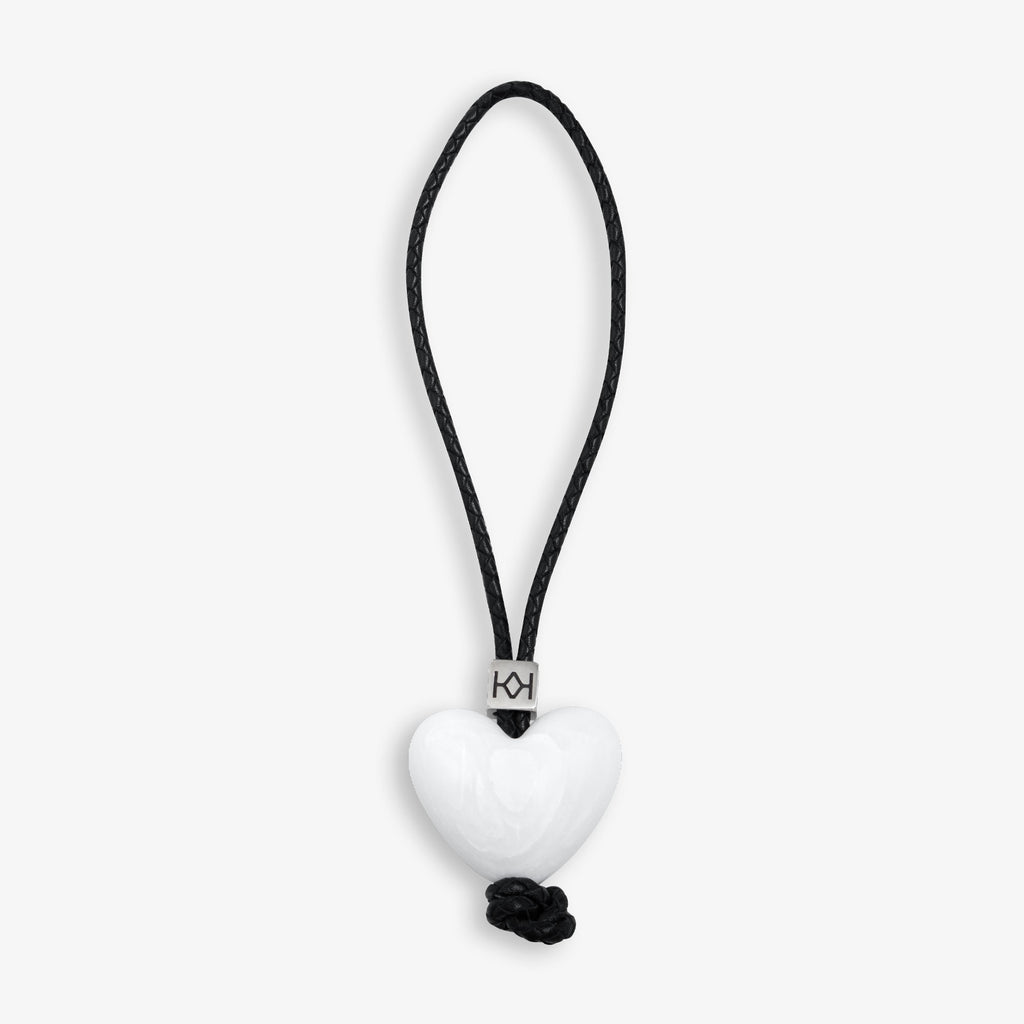 Bag Charm White Stone Heart
