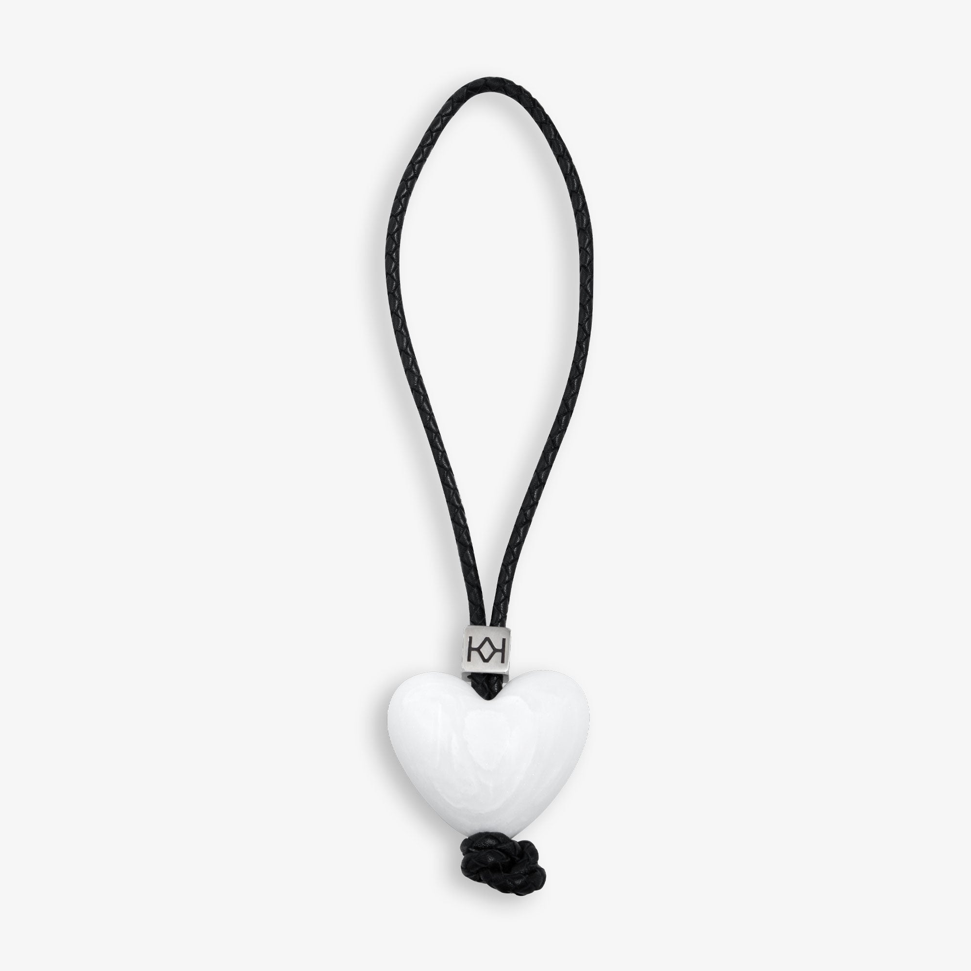 Bag Charm White Stone Heart
