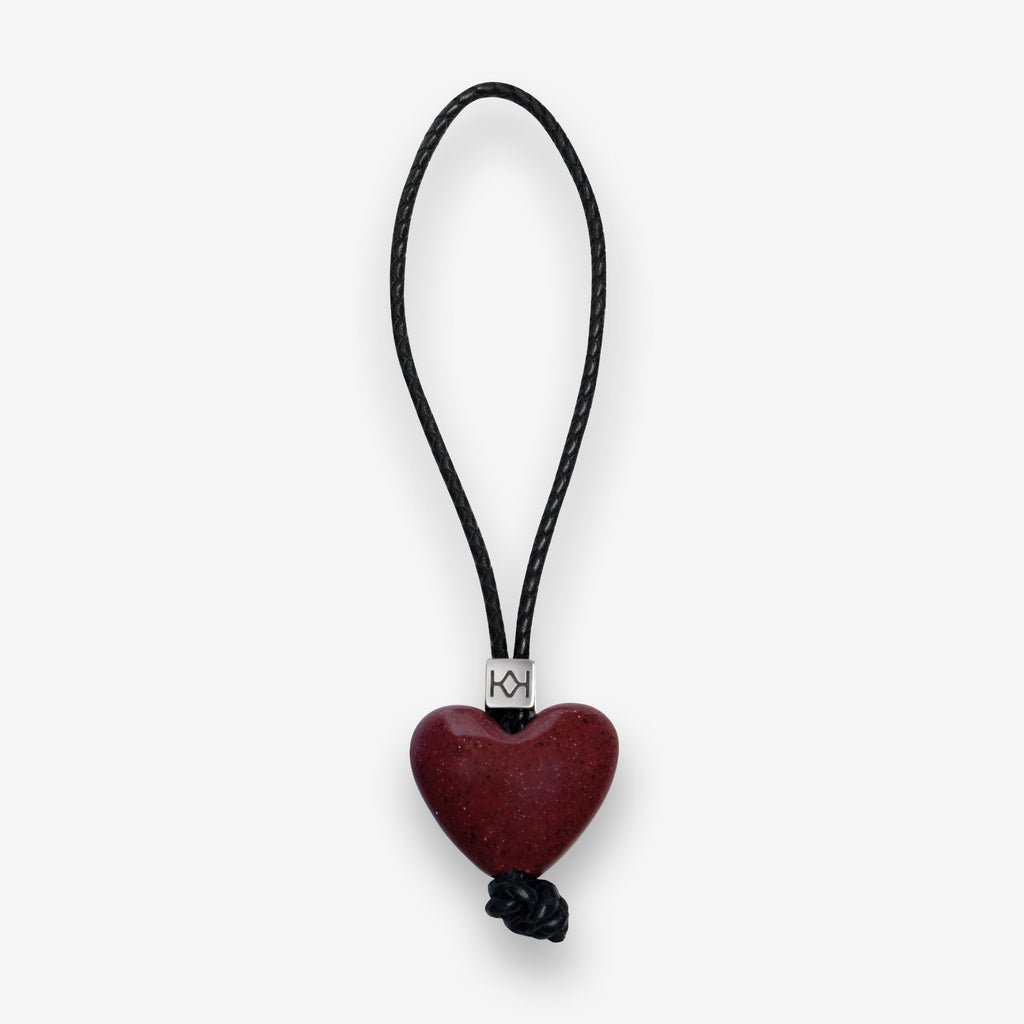 Bag Charm Red Stone Heart