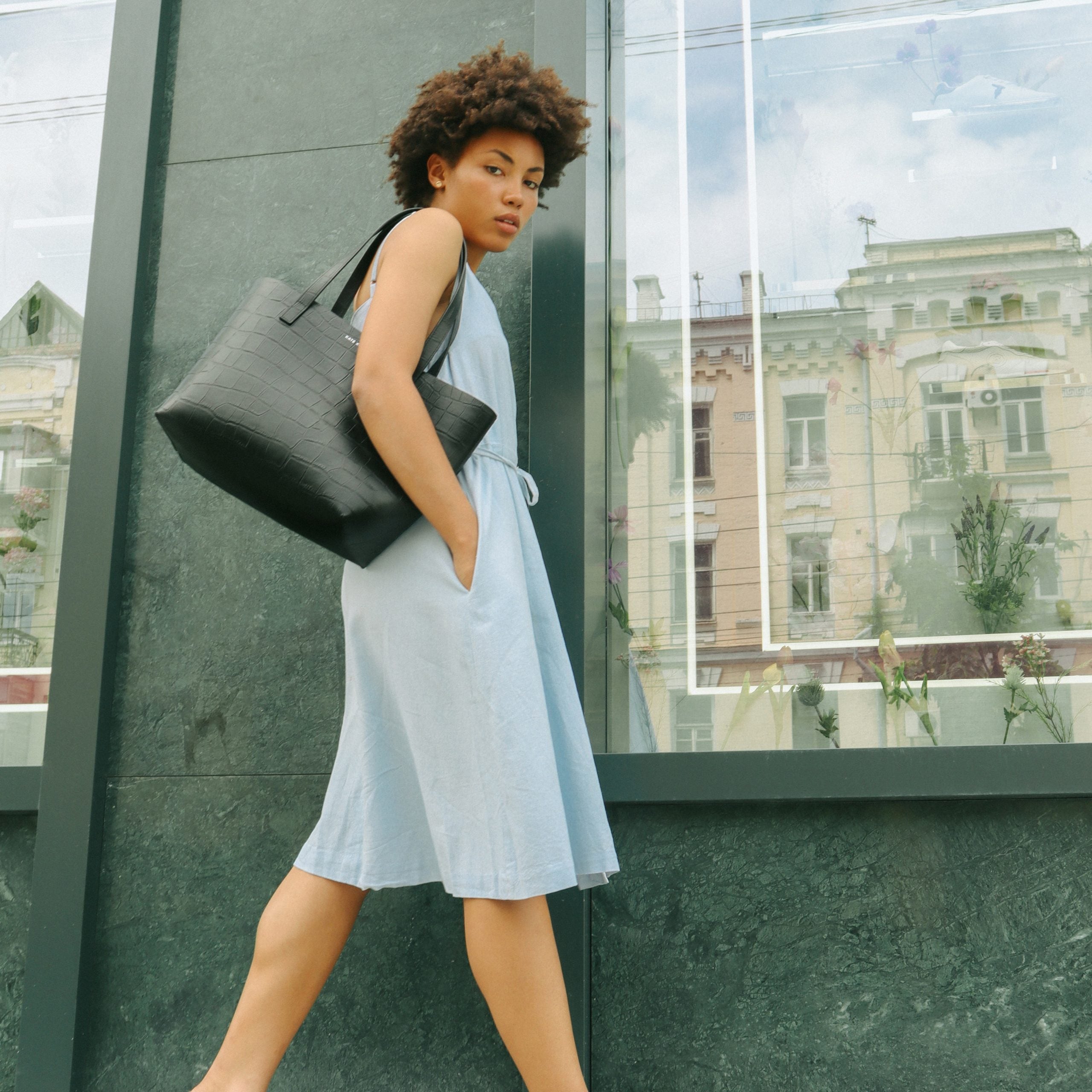 Croco Tote Black / Rossa
