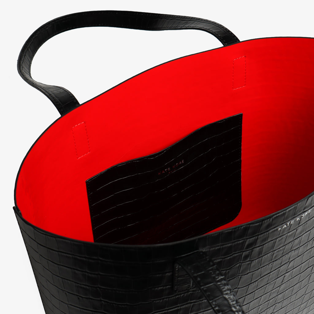 Croco Tote Black / Rossa