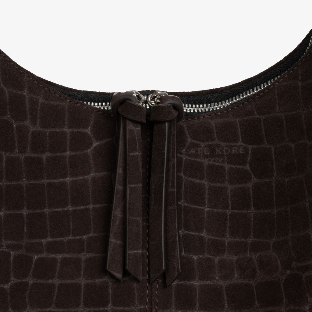 Hobo Croco Chocolate Suede