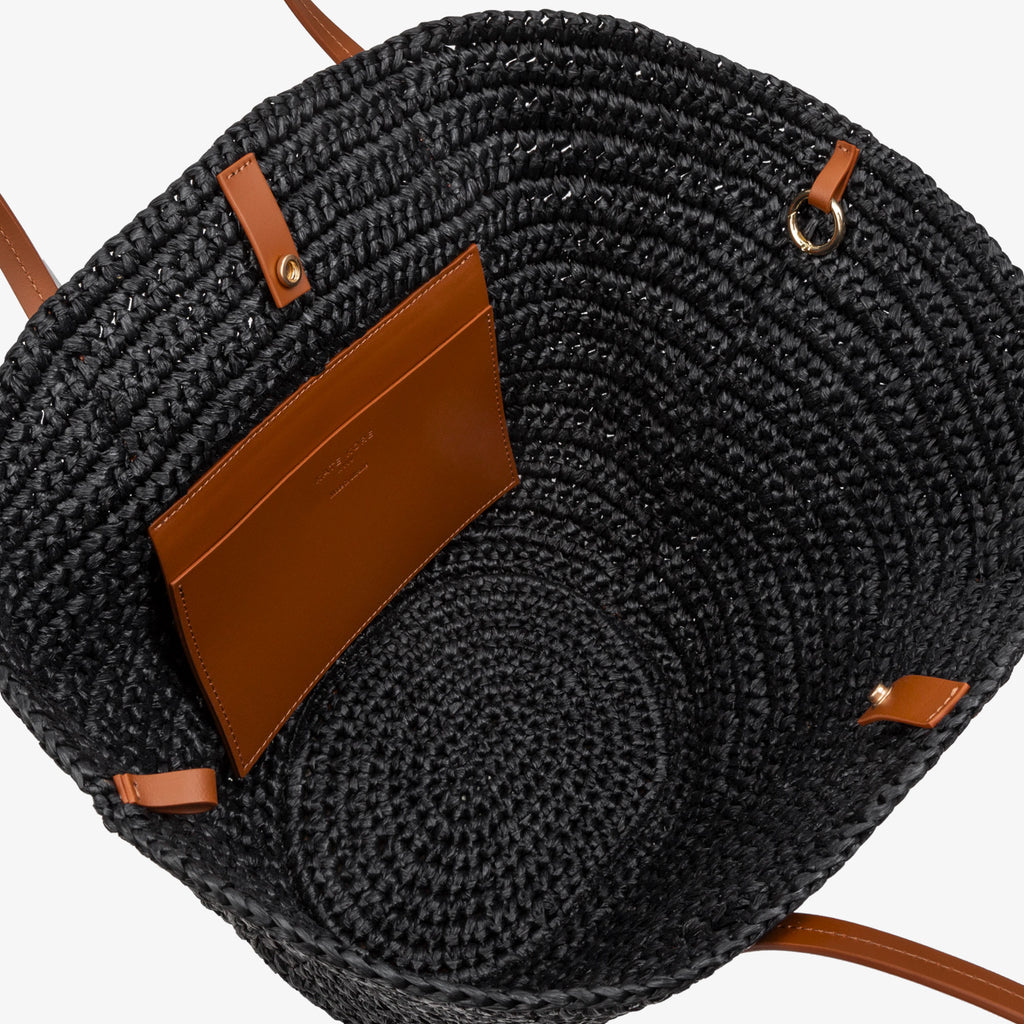 Logo Raffia Tote Black/Almond