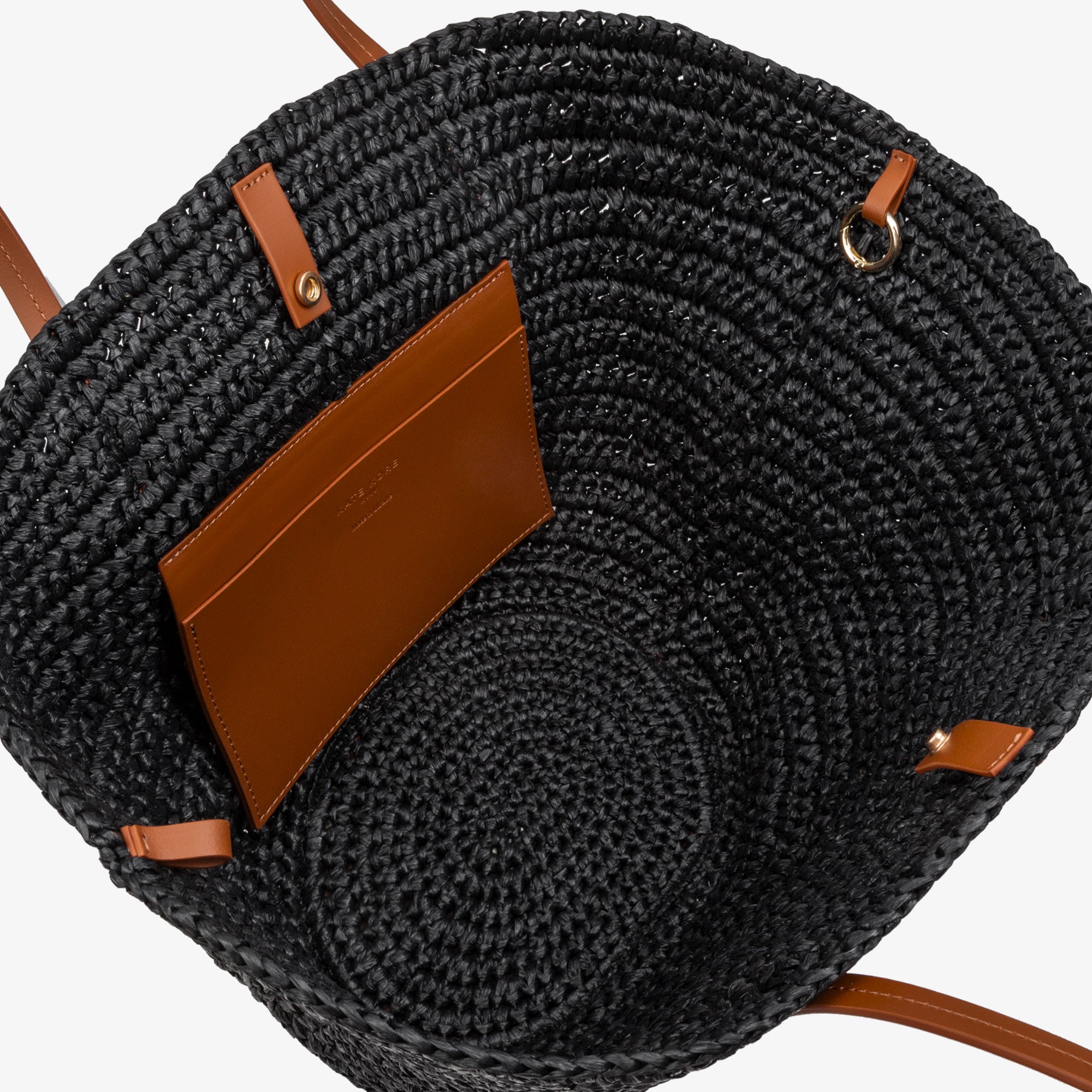 Logo Raffia Tote Black/Almond