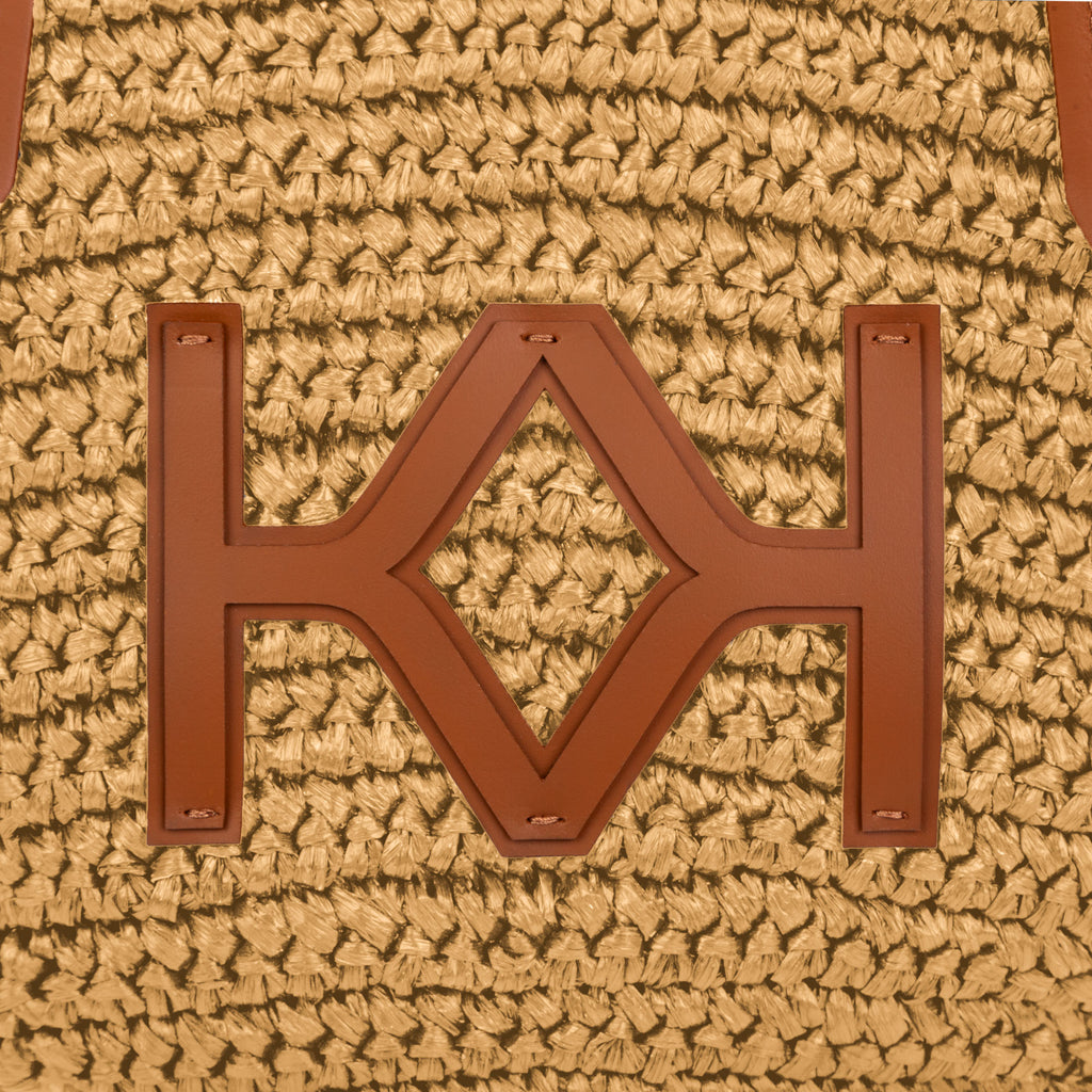 Logo Raffia Tote Natural/Almond