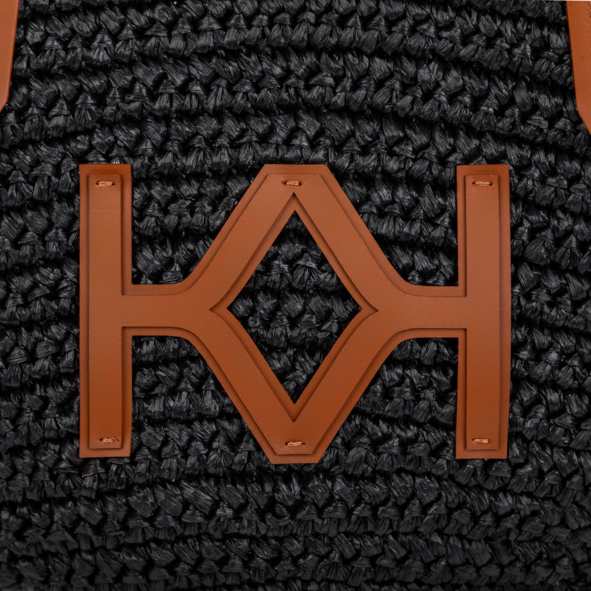 Logo Raffia Tote Black/Almond