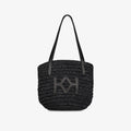 Logo Raffia Tote Black