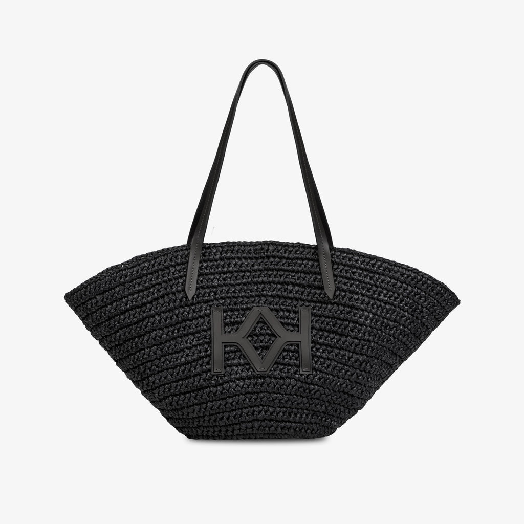 Logo Raffia Tote Black