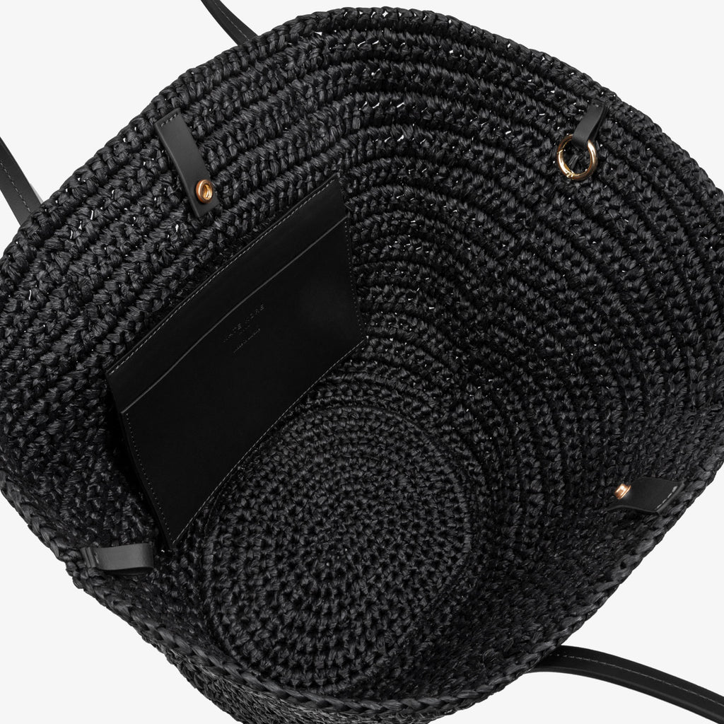 Logo Raffia Tote Black