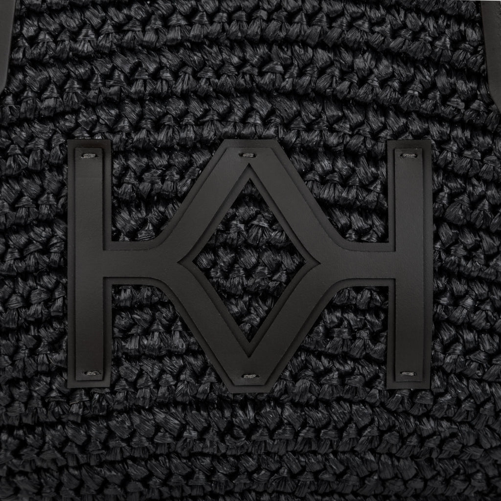 Logo Raffia Tote Black