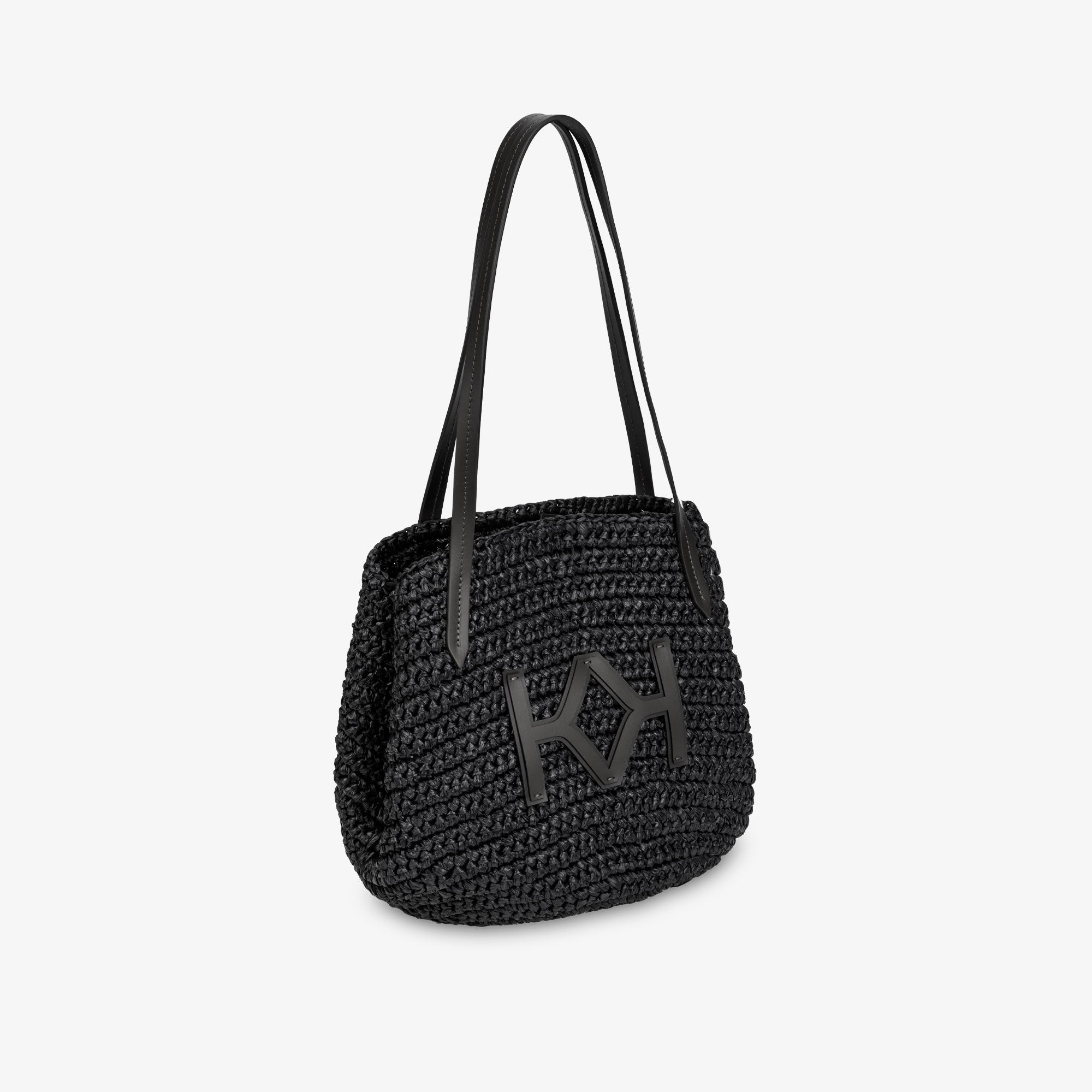 Logo Raffia Tote Black — сумка-тоут з натуральної рафії ручного