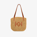Logo Raffia Tote Natural/Almond