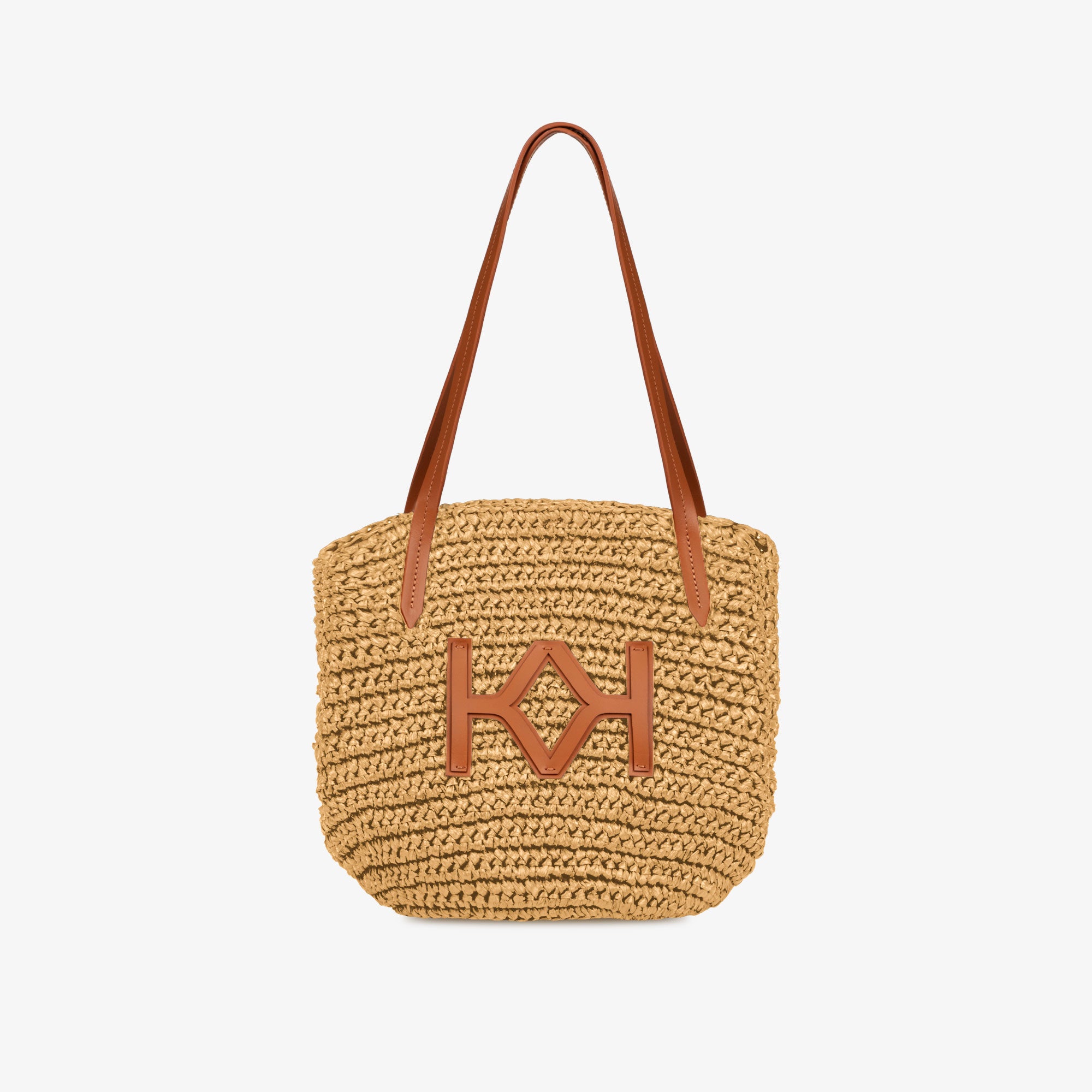 Logo Raffia Tote Natural/Almond