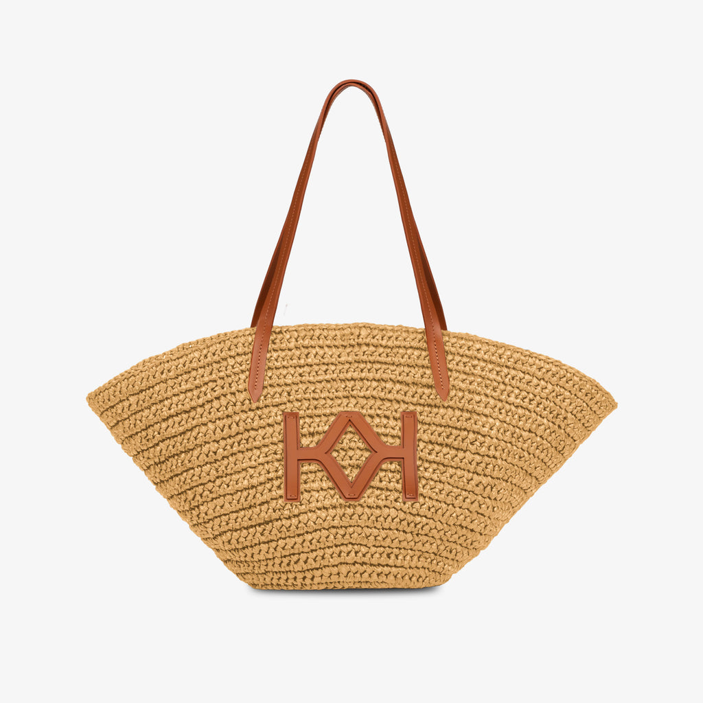 Logo Raffia Tote Natural/Almond