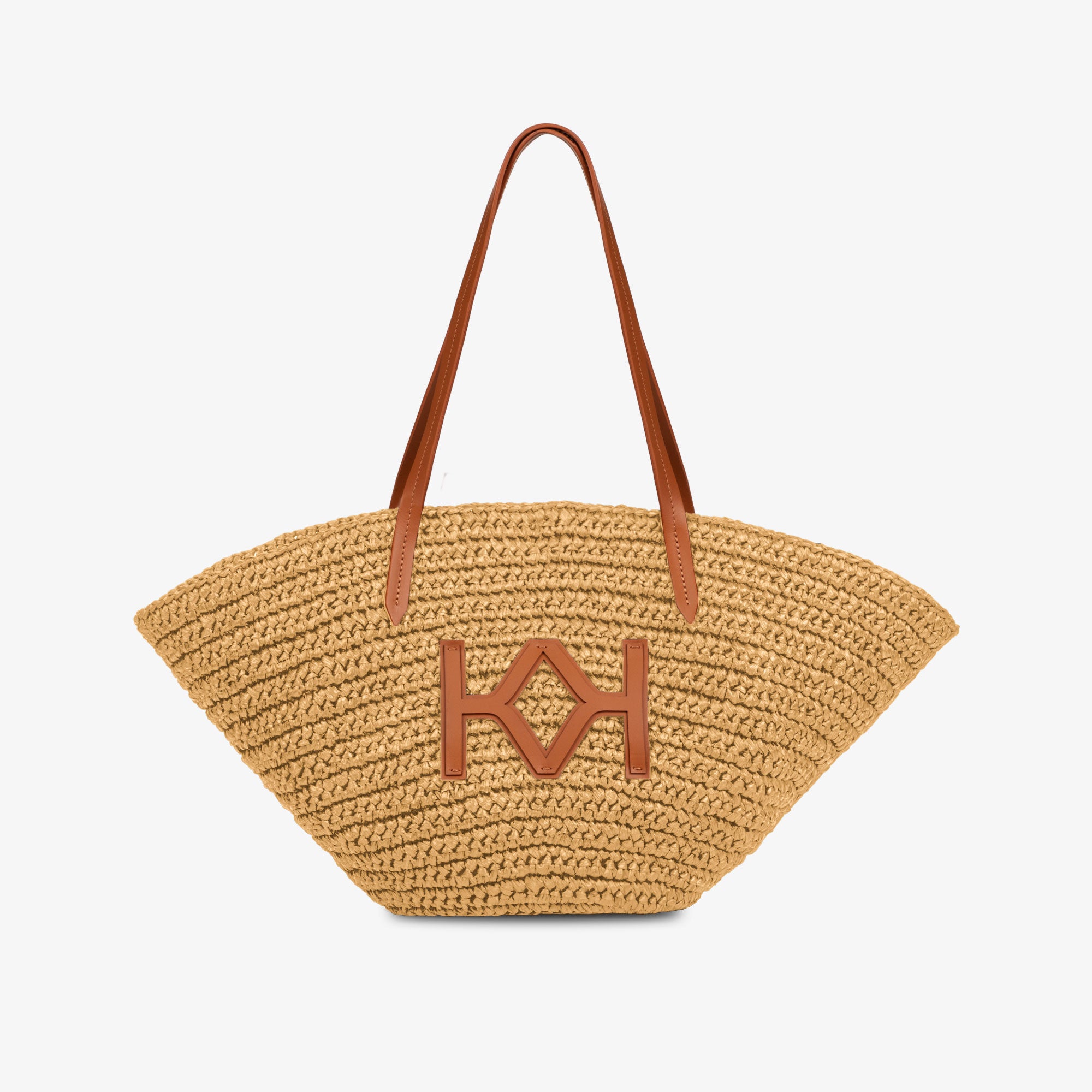 Logo Raffia Tote Natural/Almond