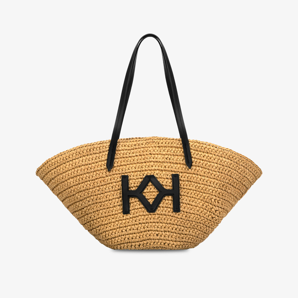 Logo Raffia Tote Natural