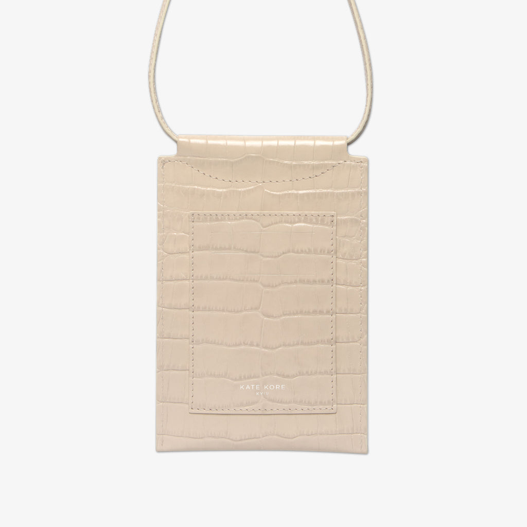 Phone Pouch Croco Ivory