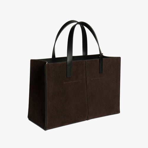 Square Tote Dark Chocolate Suede