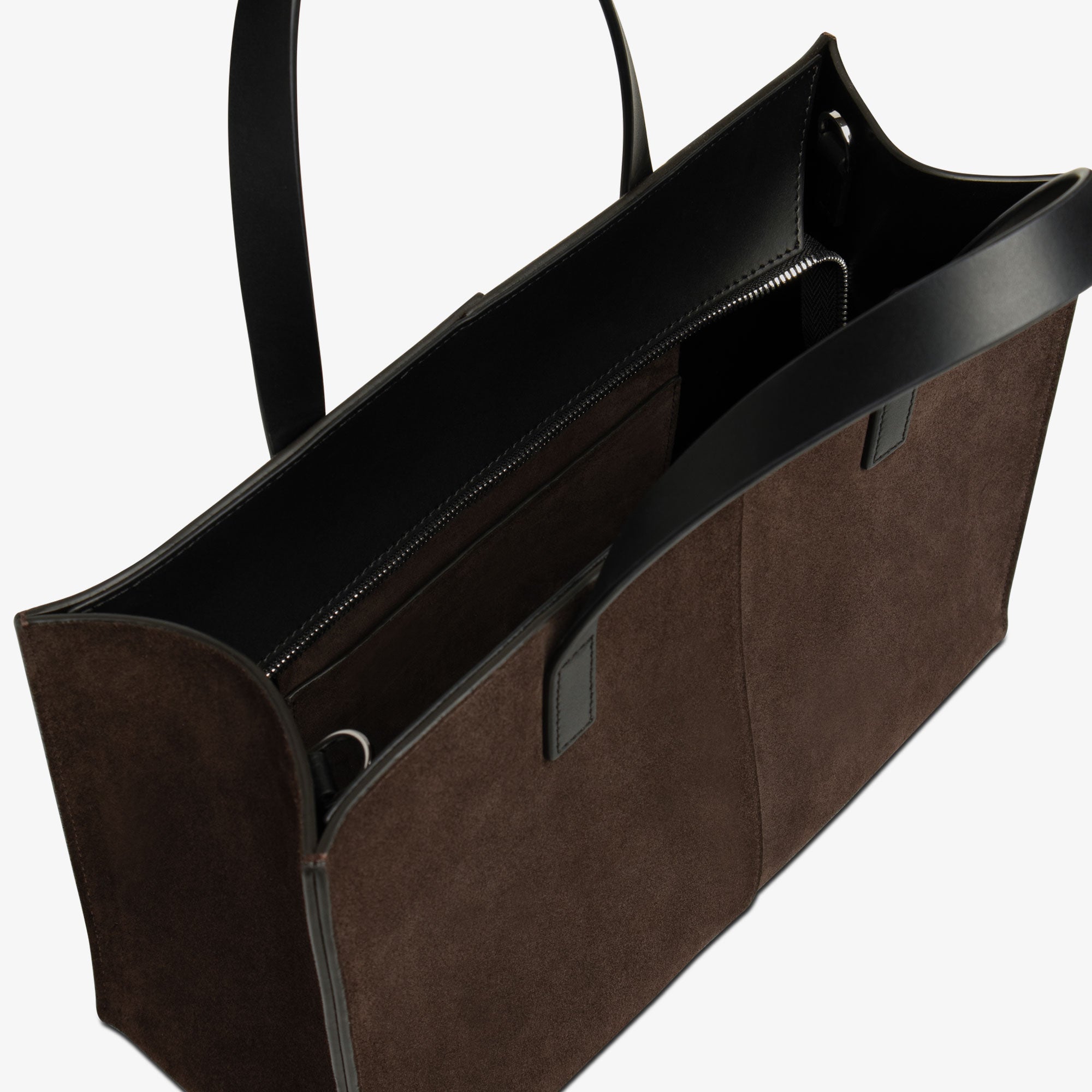 Square Tote Dark Chocolate Suede