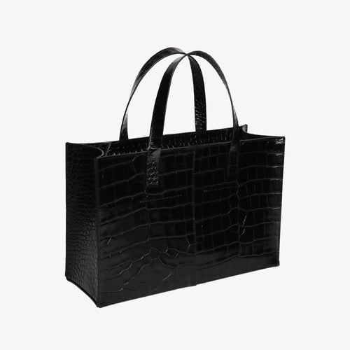 Square Tote Croco Black