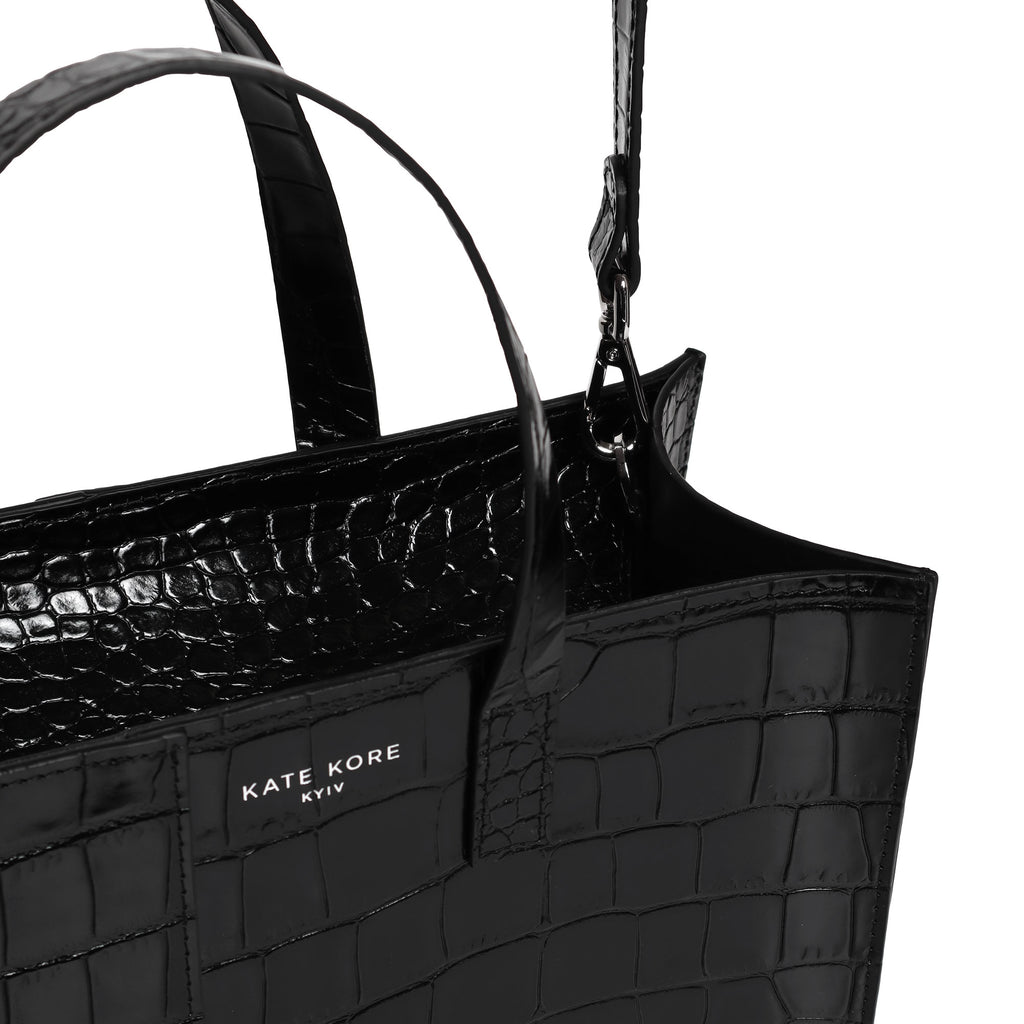 Square Tote Croco Black