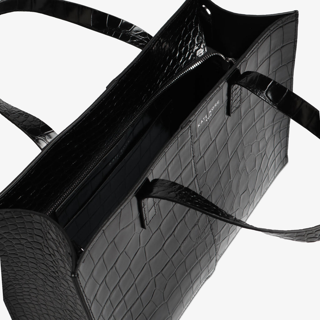 Square Tote Croco Black