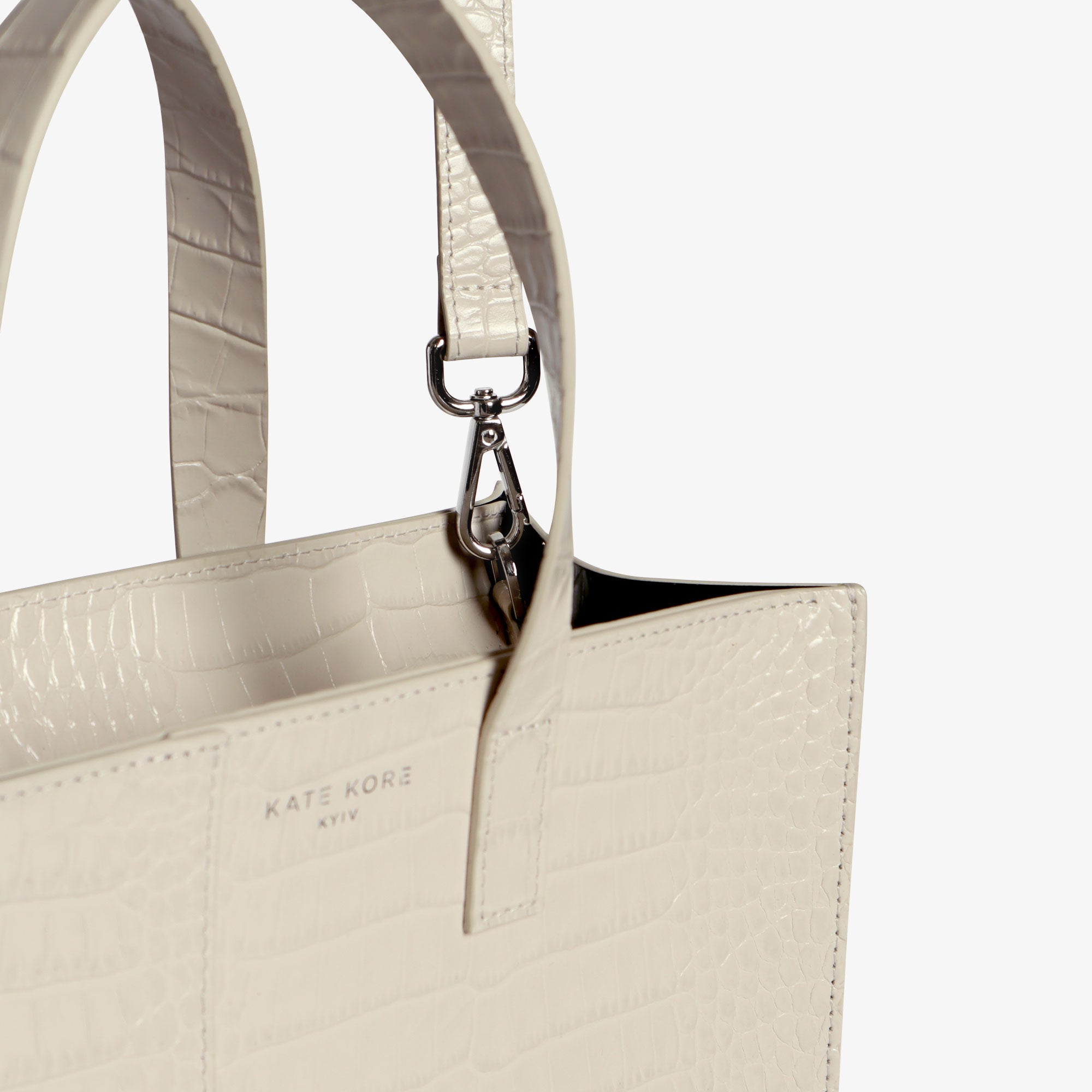 Square Tote Croco Ivory