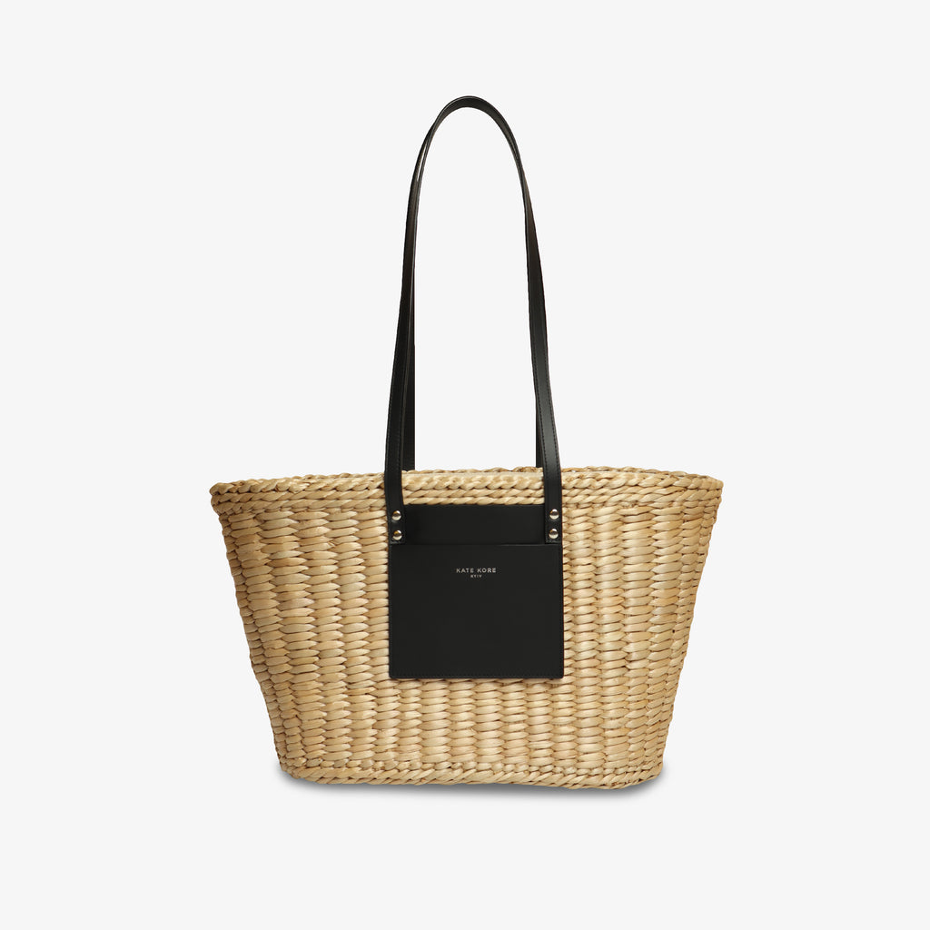 Straw Tote Black