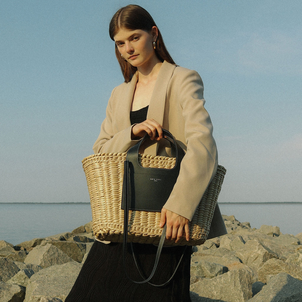 Straw Essence Tote Black
