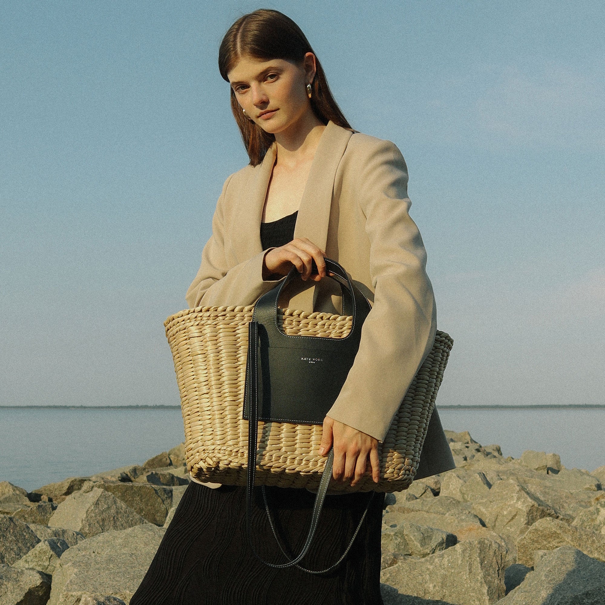 Straw Essence Tote Black