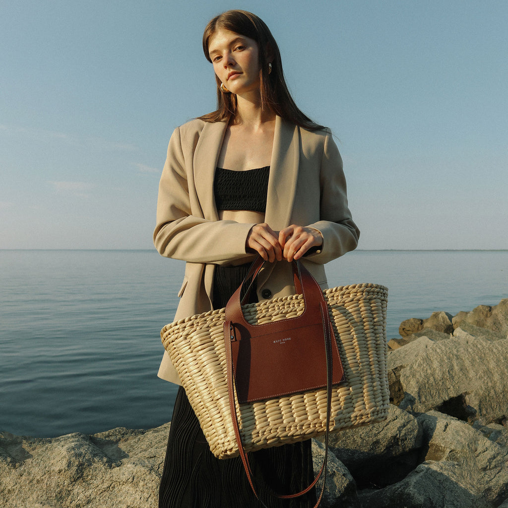Straw Essence Tote Brown