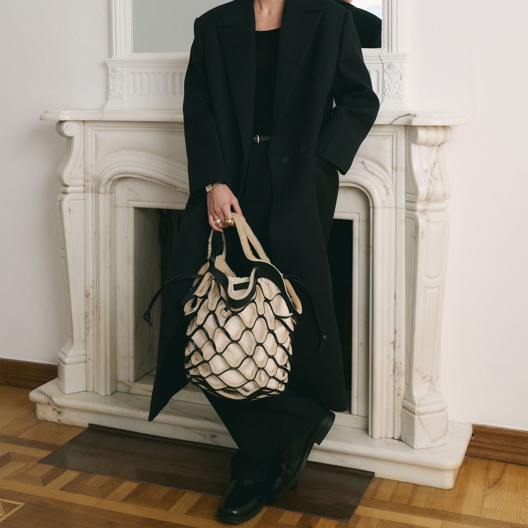 Mesh Tote Black/Fur