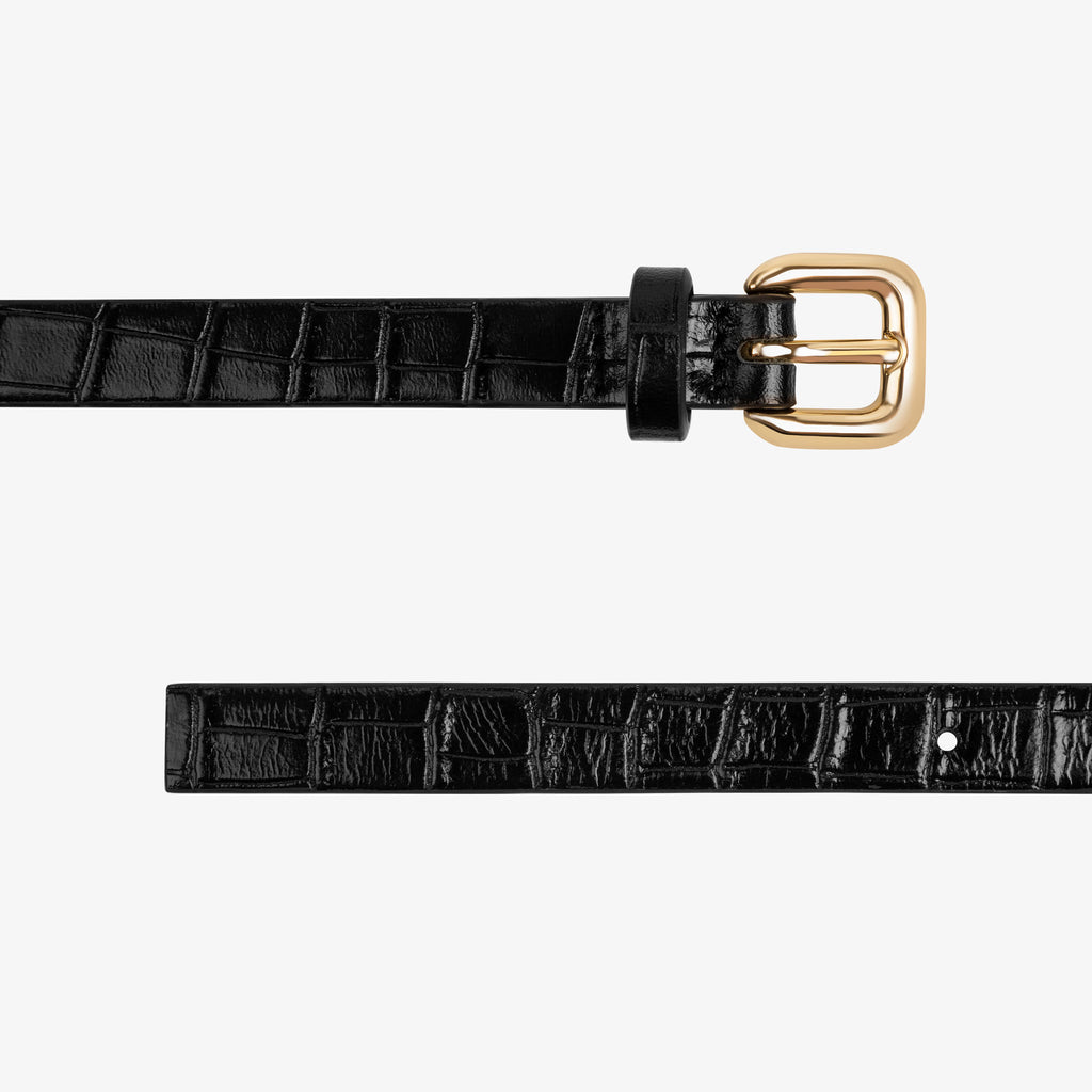 Nobel Thin Belt Croco Black