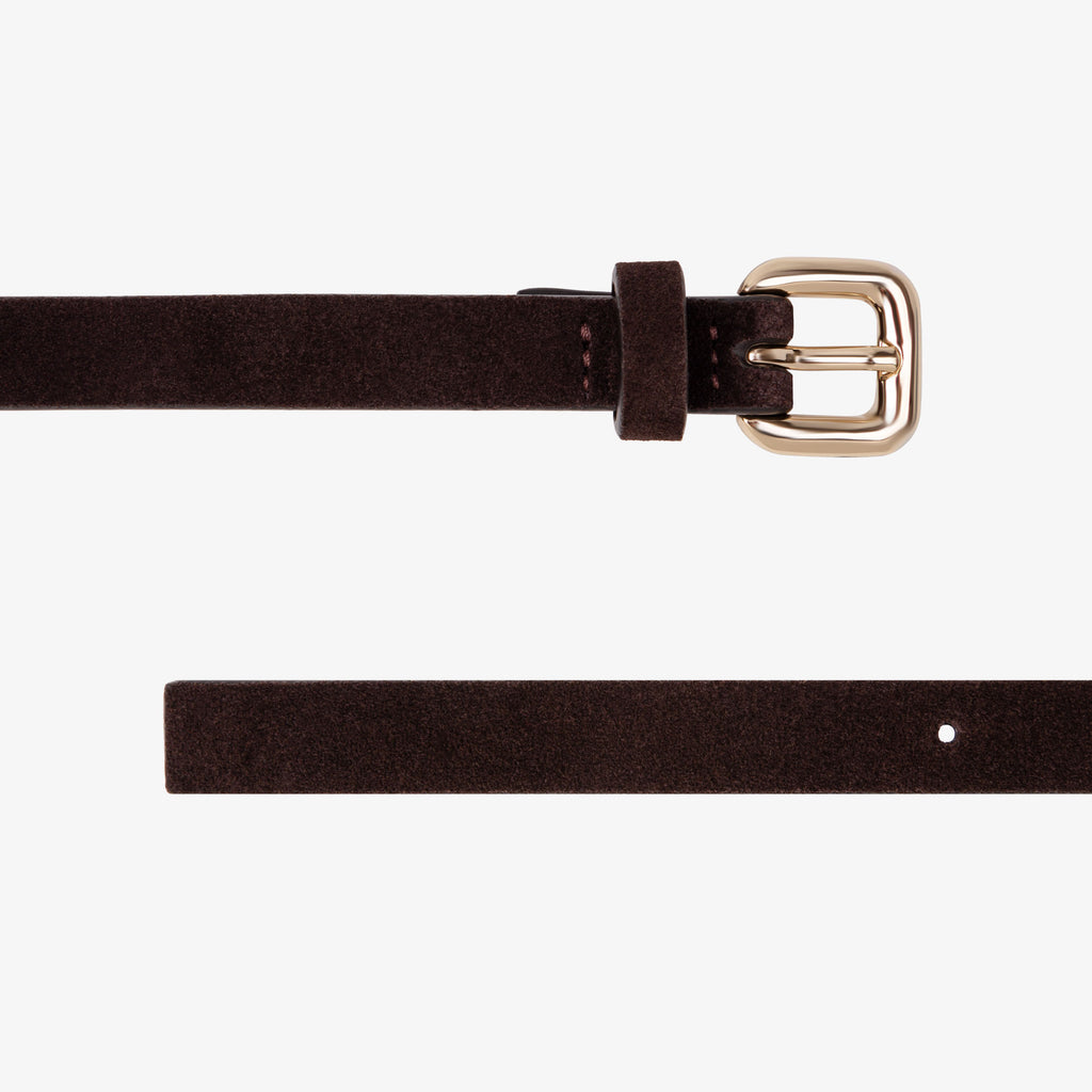 Nobel Thin Belt Dark Chocolate Suede