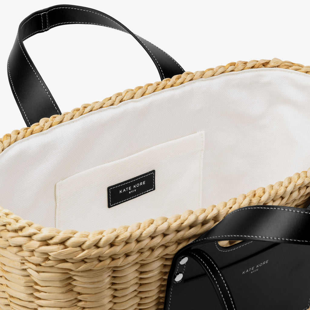 Straw Essence Tote Black